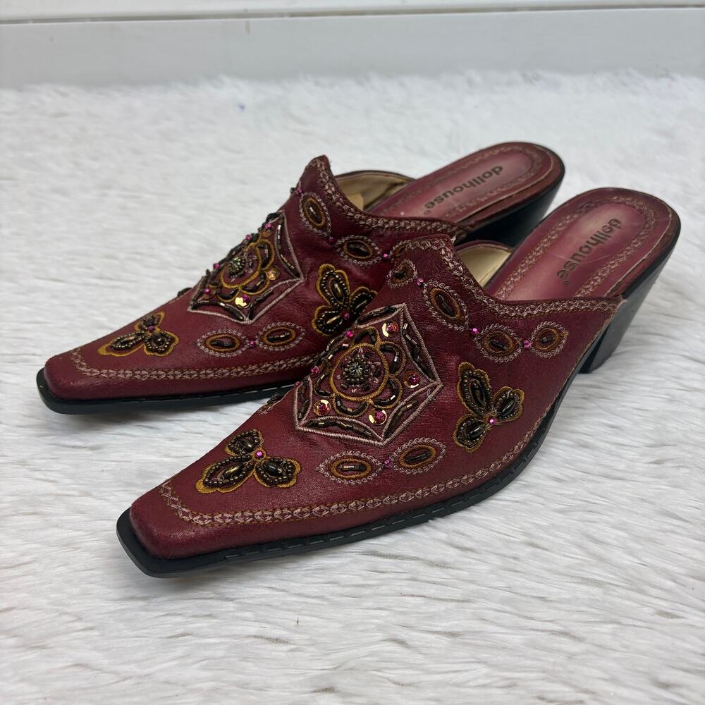 Dollhouse Tina Vintage Y2K Beaded Embellished Western Style Mules Size 7.5 - Picture 3 of 8